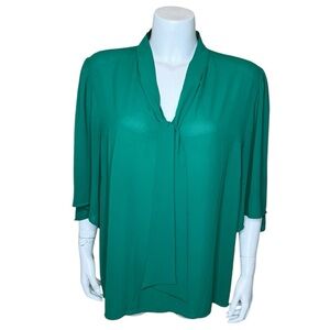 Eloquii Tie-Neck Top Blouse sz 22 Pullover V-neck Bow Flutter Sleeve